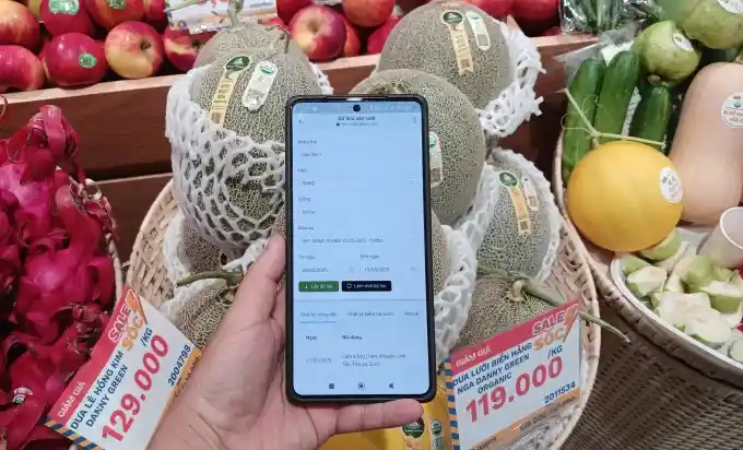 Sản phẩm dưa lưới hữu cơ có thể truy xuất kiểm tra nguồn gốc, toàn bộ quy trình sản xuất của thực phẩm trước khi sử dụng.