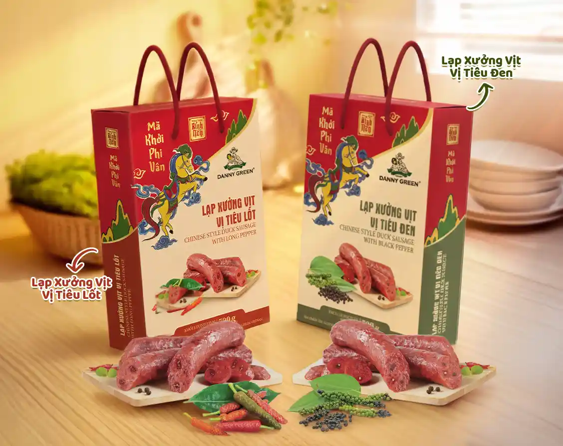 Lạp Xưởng Vịt Vị Tiêu Đen/Vị Tiêu Lốt