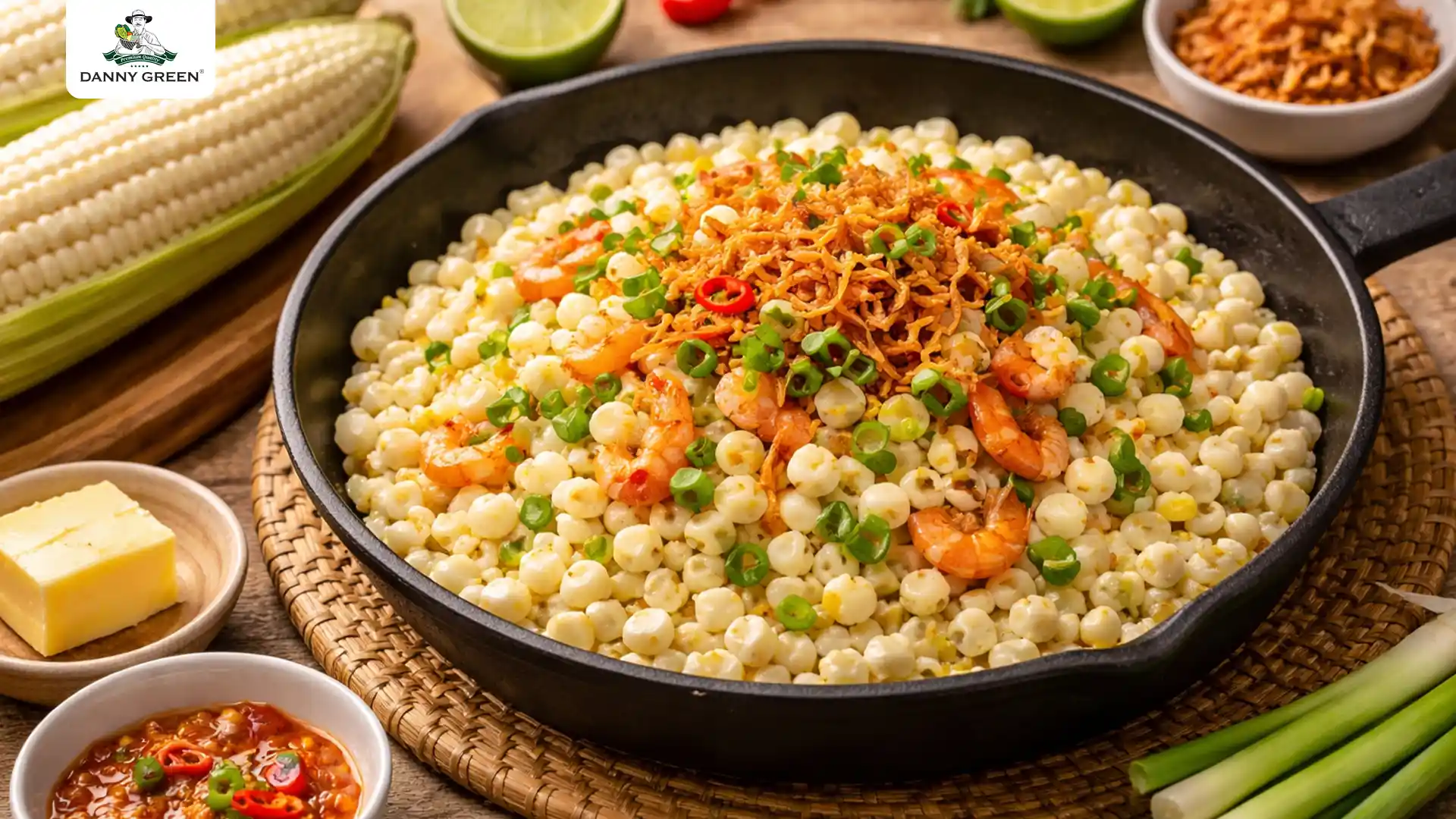 Bắp Xào Trắng có thể biến tấu thành món ngon với những topping khác
