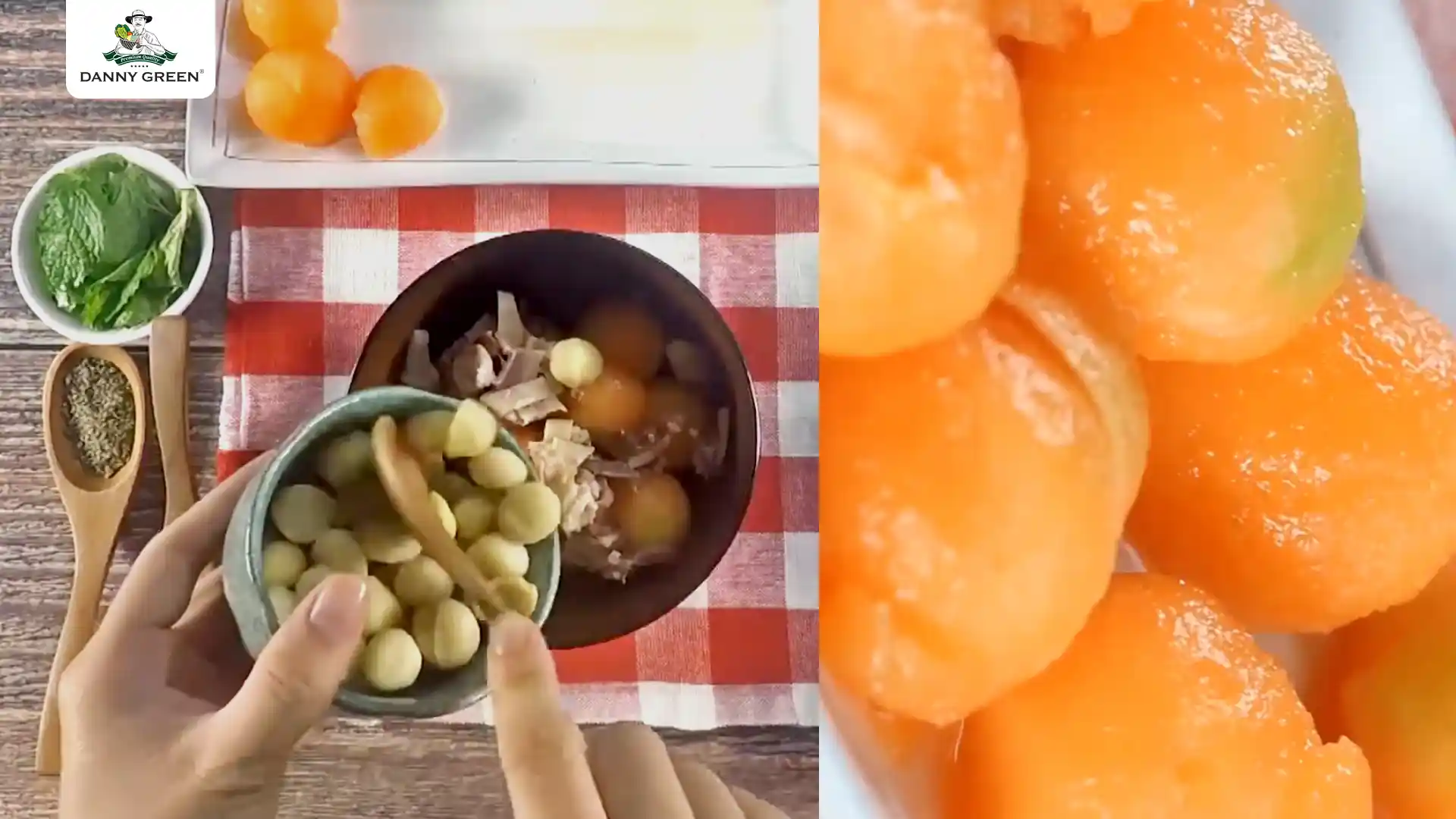 Thịt xông khói trộn dưa lưới hữu cơ DannyGreen