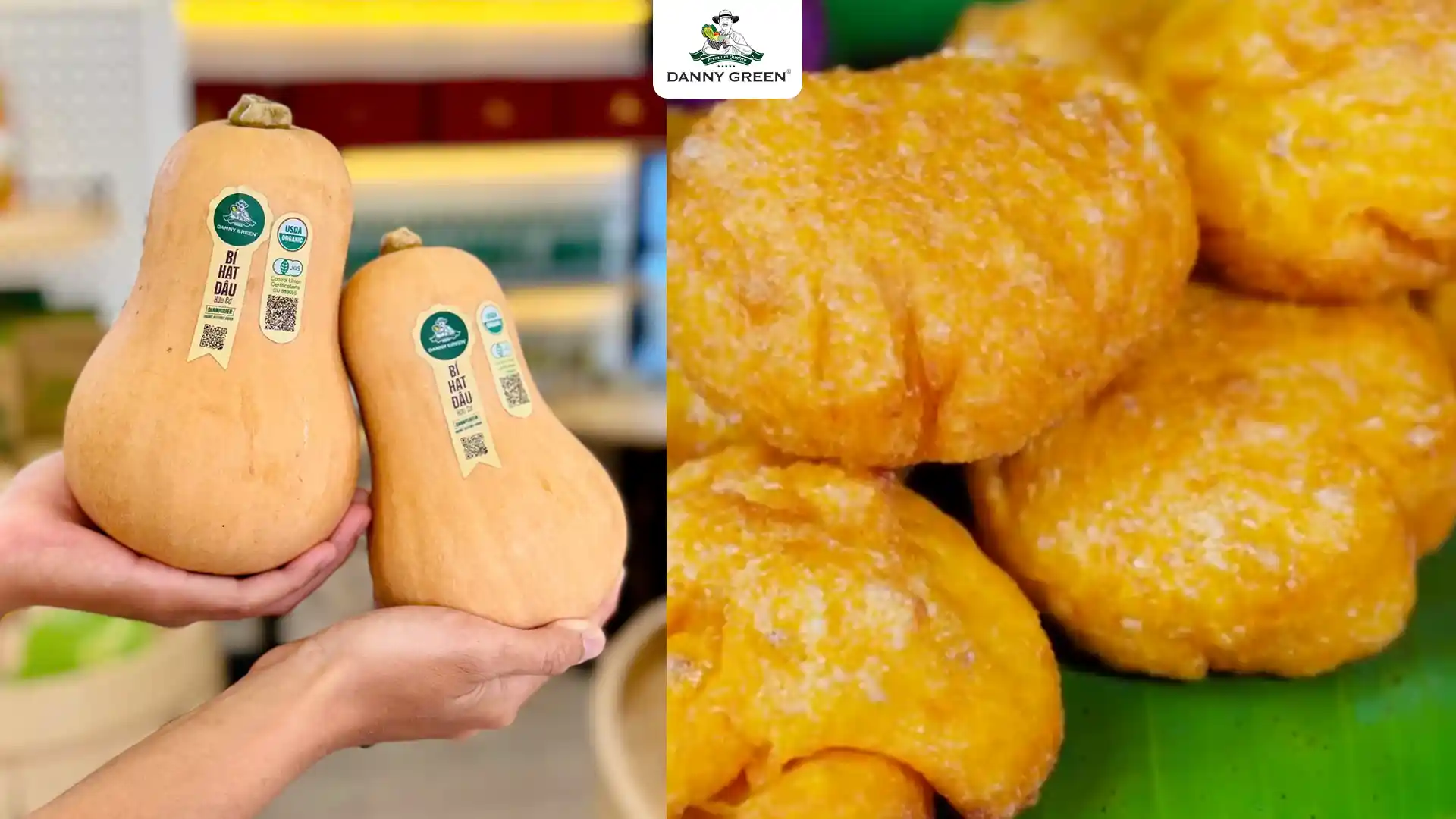 Bánh bí hạt đậu chiên giòn làm từ Bí Hạt Đậu Hữu Cơ DannyGreen