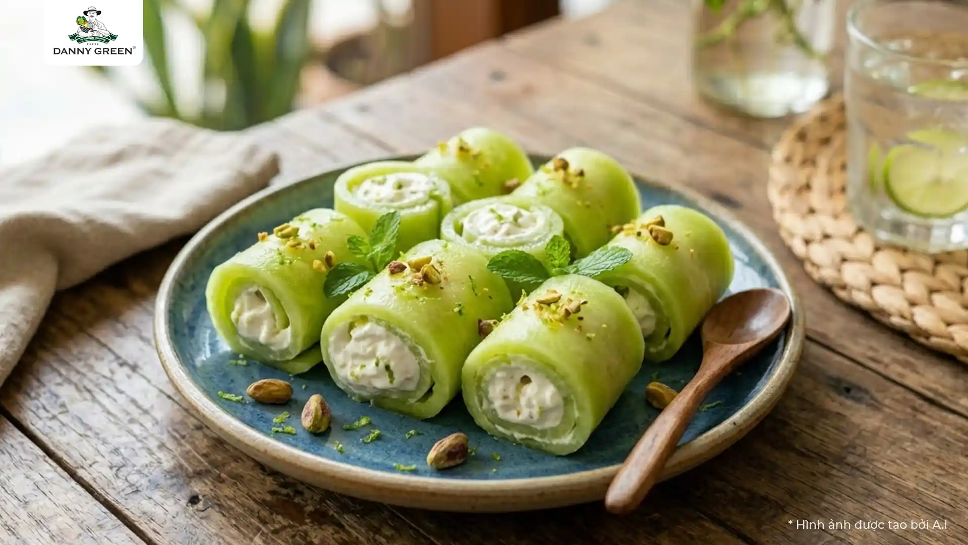 Dưa lưới cuộn sữa chua