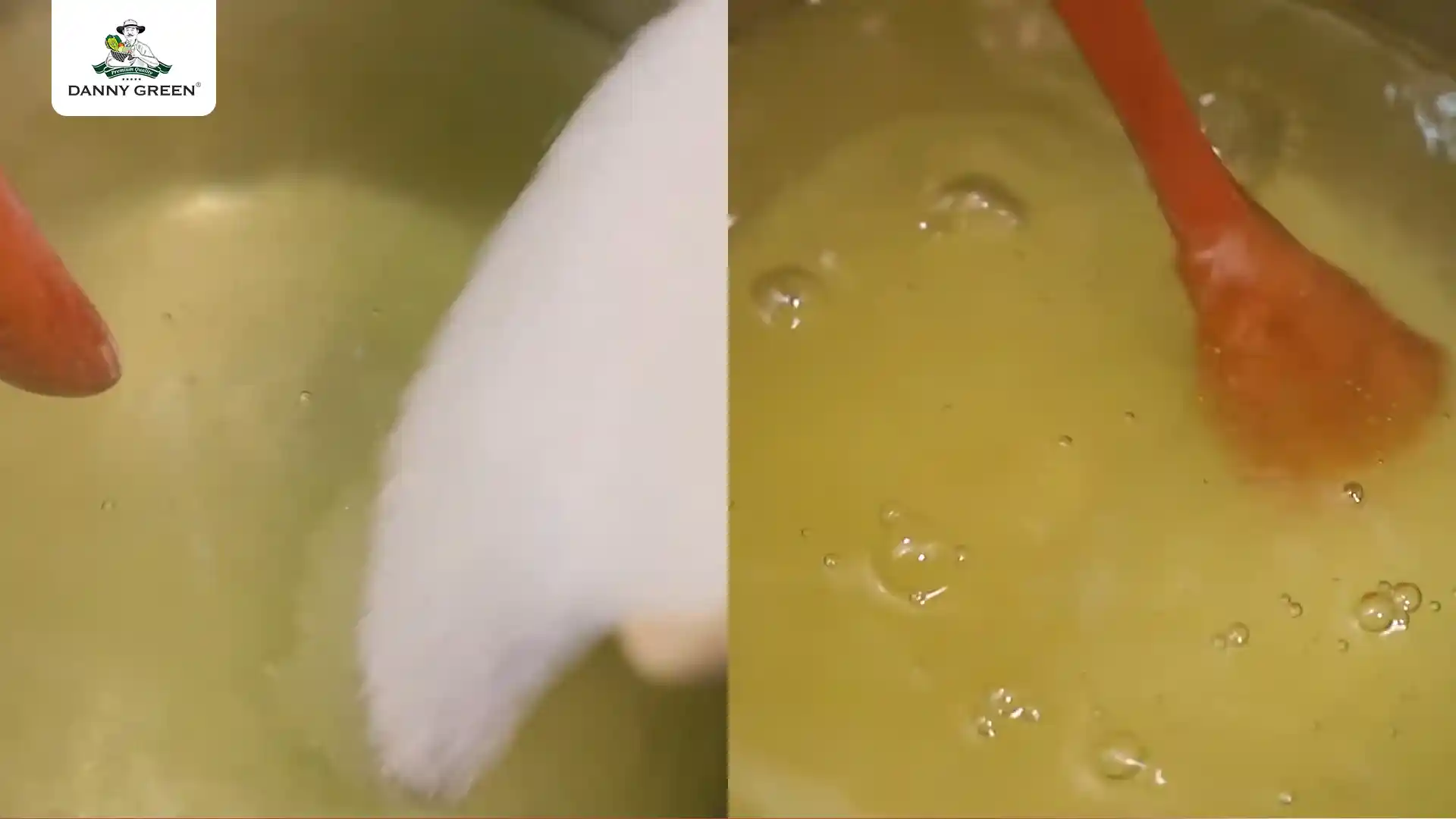 Nấu hỗn hợp thạch dưa lê